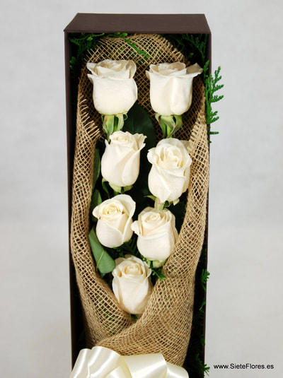 Caja de Rosas Blancas en Siete Flores Zaragoza