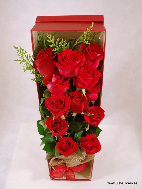 Caja de Rosas rojas en Siete Flores Zaragoza