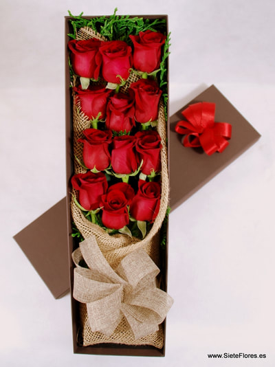 Caja de Rosas rojas en Siete Flores Zaragoza