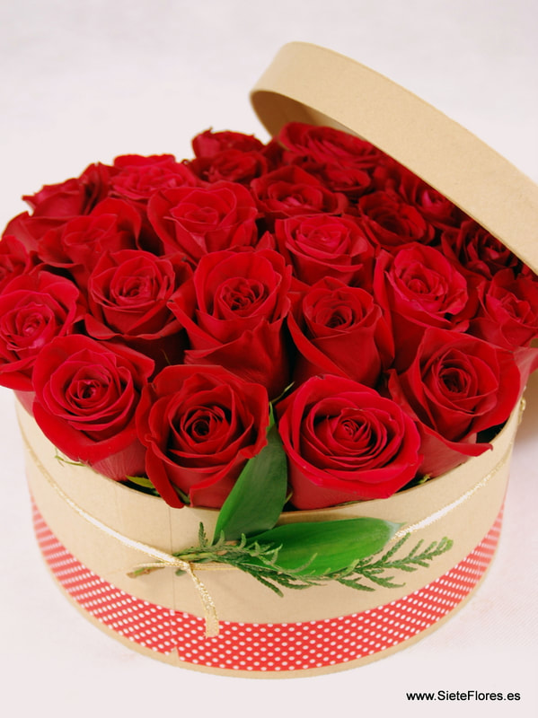 Caja de 25 Rosas rojas en Siete Flores Zaragoza