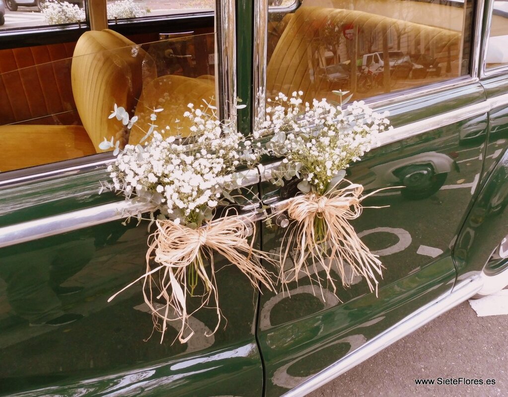  Cinta de coche de boda, decoración de coche de rosa, decoración  de boda, decoración de boda, decoración de boda de automóvil, flores y  lazos, flores artificiales y cinta blanca para novia